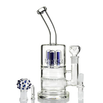 Triple Shower Head Percolator Hookah Glass Smoking Water Pipe (ES-GB-422)